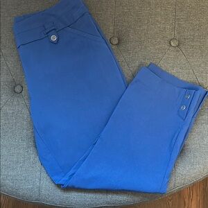 Chic Blue capris with Button Accents